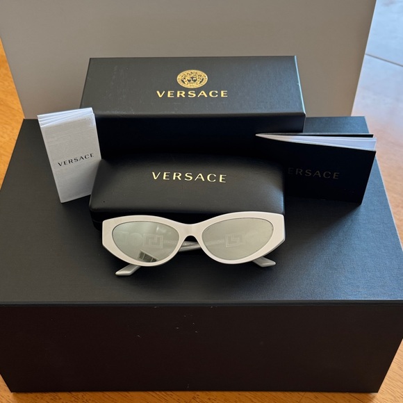 Versace Chic Silver Cat-Eye Sunglasses - Picture 1 of 6